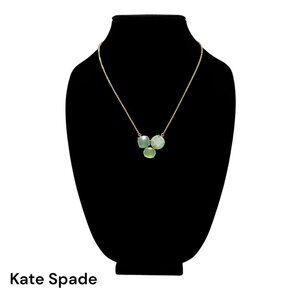 Kate Spade Triple Faceted Green Pendant Gold Chain Necklace Like New Adj…